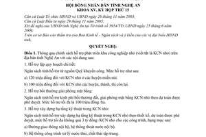 Nghị quyết 268/2009/NQ-HĐND thông qua chính sách hỗ trợ xây dựng hạ tầng khu công nghiệp nhỏ trên địa bàn tỉnh Nghệ An