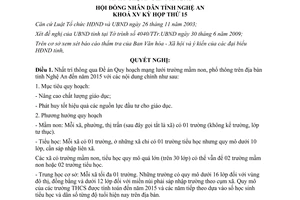 Nghị quyết 271/2009/NQ-HĐND quy hoạch trường mầm non phổ thông Nghệ An đến 2015