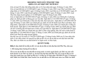 Nghị quyết 180/2009/NQ-HĐND hỗ trợ đầu tư  dự án trên địa bàn tỉnh Phú Thọ