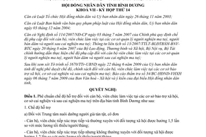 Nghị quyết 22/2009/NQ-HĐND7 chế độ hỗ trợ đối với cán bộ viên chức