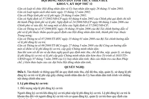 Nghị quyết 12d/2009/NQ-HĐND lệ phí đăng ký cư trú cấp giấy chứng minh nhân