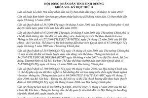 Nghị quyết 23/2009/NQ-HĐND7 hỗ trợ diễn viên huấn luyện viên Bình Dương