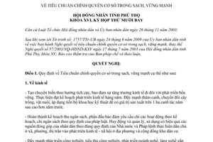 Nghị quyết 186/2009/NQ-HĐND Tiêu chuẩn chính quyền cơ sở trong sạch vững mạnh Phú Thọ