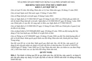 Nghị quyết số 12c/2009/NQ-HĐND lệ phí cấp phép xây dựng và cấp biển số nhà