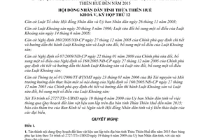 Nghị quyết 12e/2009/NQ-HĐND Quy hoạch đất làm vật liệu san lấp Thừa Thiên Huế đến 2015