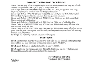 Quyết định 1450/QĐ-TCHQ quy trình kiểm tra, xác định xuất xứ hàng hóa nhập khẩu