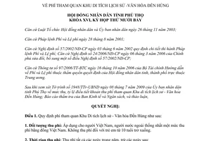 Nghị quyết 181/2009/NQ-HĐND phí tham quan khu di tích lịch sử văn hóa Đền Hùng Phú Thọ