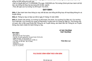 Thông tư 25/2009/TT-BTTTT chế độ báo cáo thống kê tổng hợp hoạt động thông tin truyền thông