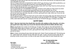 Quyết định 60/2009/QĐ-UBND biểu mẫu nghiệp vụ tiếp công dân, xử lý đơn, giải quyết tranh chấp, khiếu nại, tố cá địa bàn thành phố Hồ Chí Minh