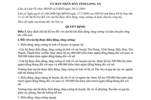 Quyết định 34/2009/QĐ-UBND chế độ hỗ trợ cán bộ khi điều động