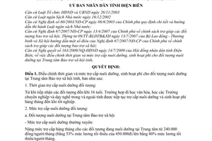 Quyết định 09/2009/QĐ-UBND điều chỉnh thời gian mức trợ cấp nuôi dưỡng