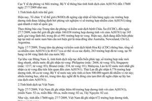 Thông báo 1345/TB-DPMT tình hình dịch cúm A H1N1