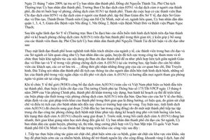 Thông báo 538/TB-VP chỉ đạo Phó Chủ tịch UBND thành phố Nguyễn Thành Tài phòng chống dịch cúm H1N1 tại thành phố