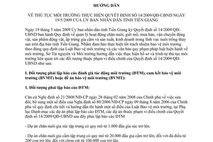 Hướng dẫn 1466/HD-STNMT thủ tục môi trường thực hiện Quyết định 14/2009/QĐ-UB