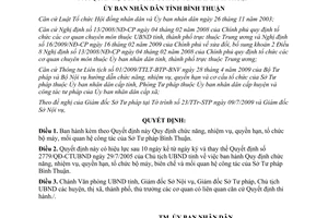 Quyết định 44/2009/QĐ-UBND chức năng nhiệm vụ quyền hạn Sở Tư pháp Bình Thuận