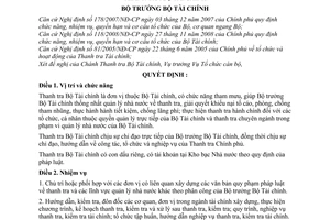 Quyết định 1799/QĐ-BTC chức năng, nhiệm vụ, quyền hạn cơ cấu tổ chức Thanh tra Bộ Tài chính