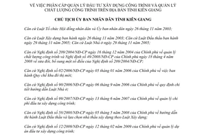 Quyết định 1779/QĐ-UBND  phân cấp quản lý đầu tư xây dựng công trình