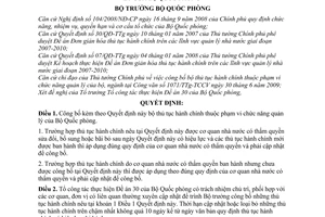 Quyết định 2452/QĐ-BQP công bố bộ thủ tục hành chính thuộc phạm vi quản lý Bộ Quốc phòng