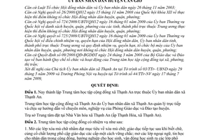 Quyết định 13/2009/QĐ-UBND thành lập Trung tâm Học tập Cộng đồng xã Thạnh An huyện Cần Giờ