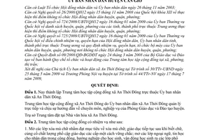 Quyết định 17/2009/QĐ-UBND thành lập Trung tâm học tập cộng đồng xã An Thới Đông Cần Giờ