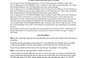 Quyết định 18/2009/QĐ-UBND thành lập Trung tâm học tập cộng đồng xã Long Hòa Cần Giờ