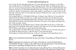 Quyết định 08/2009/QĐ-UBND ban hành quy chế tổ chức hoạt động Phòng Giáo dục Đào tạo quận 12
