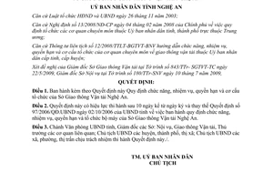 Quyết định 68/2009/QĐ-UBND chức năng nhiệm vụ quyền hạn cơ cấu Sở GTVT Nghệ An