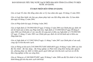 Quyết định 27/2009/QĐ-UBND giá tiêu thụ nước sạch trên địa bàn tỉnh An Giang