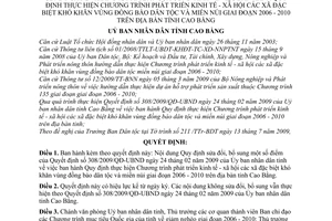 Quyết định 1627/2009/QĐ-UBND điều chỉnh Quyết định 308/2009/QĐ-UBND thực hiện chương trình phát triển kinh tế - xã hội các xã đặc biệt khó khăn