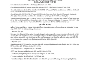 Nghị quyết 18/2009/NQ-HĐND hỗ trợ khuyến khích phát triển kinh tế tập thể Quảng Trị 2009- 2015