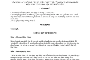 Nghị định 64/2009/NĐ-CP chính sách cán bộ, viên chức y tế công tác ở vùng có điều kiện kinh tế xã hội đặc biệt khó khăn