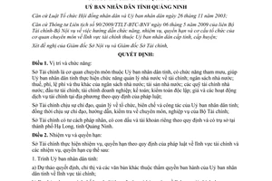 Quyết định 2326/QĐ-UBND năm 2009 chức năng nhiệm vụ Sở Tài chính Quảng Ninh