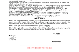 Quyết định 228/QĐ-SYT  mẫu đơn trong công tác quản lý đăng ký hành nghề