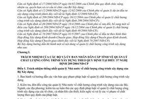 Thông tư 27/2009/TT-BXD nội dung quản lý chất lượng công trình xây dựng