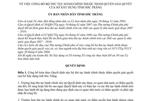 Quyết định 178/QĐ-UBND công bố bộ thủ tục hành chính