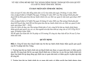 Quyết định 180/QĐ-UBND công bố bộ thủ tục hành chính