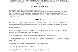 Quyết định 1179/QĐ-TTg phê duyệt Quy hoạch bố trí ổn định dân cư xã biên giới Việt Nam-Lào đến năm 2015