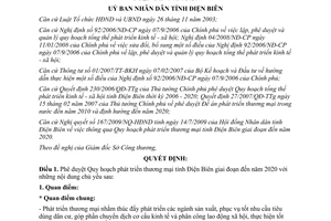 Quyết định 1392/QĐ-UBND năm 2009 phát triển thương mại Điện Biên đến 2020