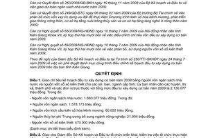 Quyết định 19/2009/QĐ-UBND chỉ tiêu kế hoạch đầu tư xây dựng cơ bản Kiên Giang