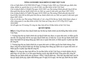 Quyết định 979/QĐ-BHXH công bố bộ thủ tục hành chính hệ thống Bảo hiểm xã hội Việt Nam