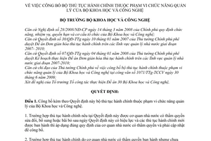 Quyết định 1518/QĐ-BKHCN công bố bộ thủ tục hành chính thuộc quản lý Bộ Khoa học Công nghệ
