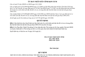 Quyết định 48/2009/QĐ-UBND cơ chế chính sách đặc thù xã đặc biệt khó khăn 2008-2010 Kon Tum