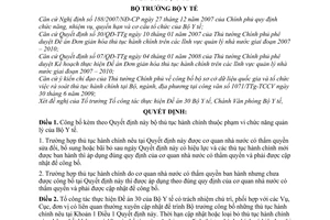 Quyết định 2865/QĐ-BYT công bố bộ thủ tục hành chính thuộc quản lý Bộ Y tế