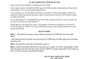 Quyết định 1475/QĐ-UBND 2009 đơn giá ngày công lao động nông nhàn và chuyển công