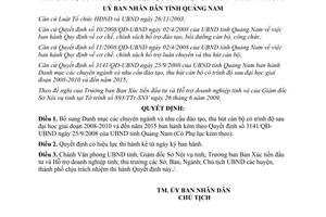 Quyết định 2652/QĐ-UBND 2009 chuyên ngành thu hút cán bộ có trình độ Quảng Nam