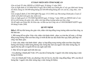 Quyết định 69/2009/QĐ-UBND hỗ trợ tiền lương cho giáo viên, nhân viên hợp đồng trong trường mầm non bán công