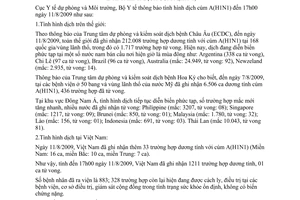 Thông báo 1479/TB-DPMT tình hình dịch cúm A H1N1