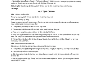 Thông tư 17/2009/TT-BGTVT báo cáo điều tra tai nạn hàng hải