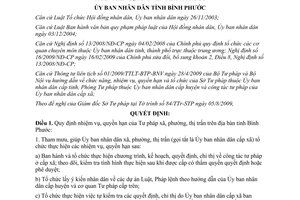 Quyết định 36/2009/QĐ-UBND nhiệm vụ quyền hạn Tư pháp xã Bình Phước