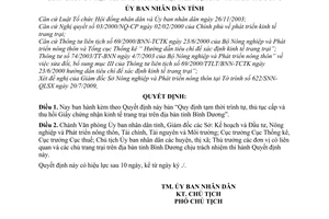 Quyết định 55/2009/QĐ-UBND Quy định tạm thời trình tự, thủ tục cấp thu hồi Giấy chứng nhận kinh tế trang trại trên địa bàn tỉnh Bình Dương